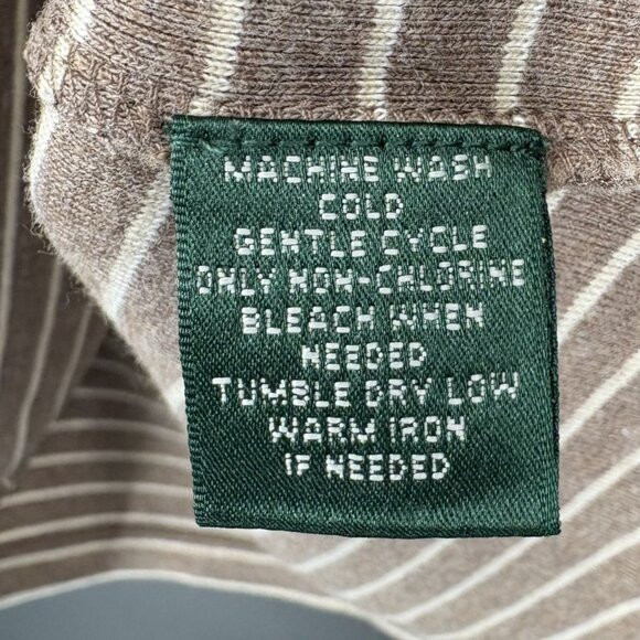 Lauren Ralph Lauren Womens Breton Striped Long Sleeve Shirt M Brown Cream Preppy - Picture 5 of 7